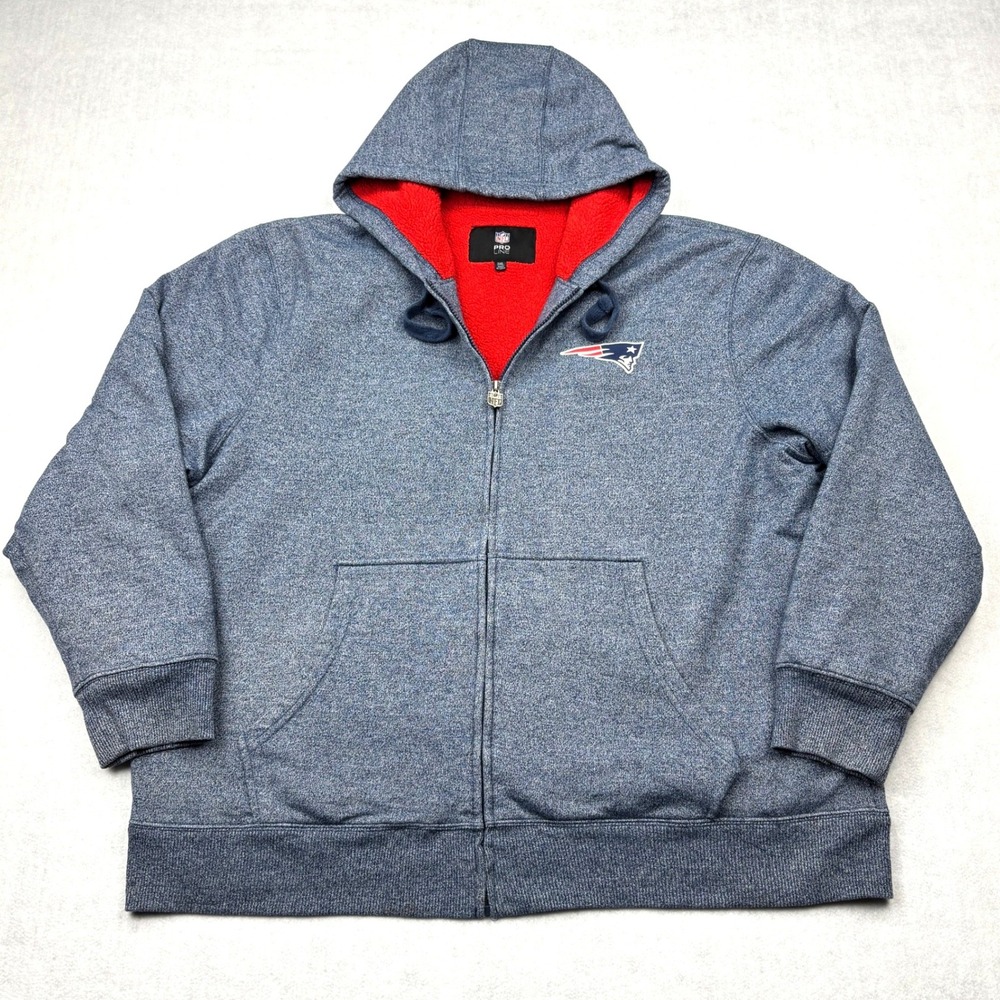 NFL Pro Line New England Patriots Sherpa Lined Full Zip‎ Hoodie Mens 3XL Blue